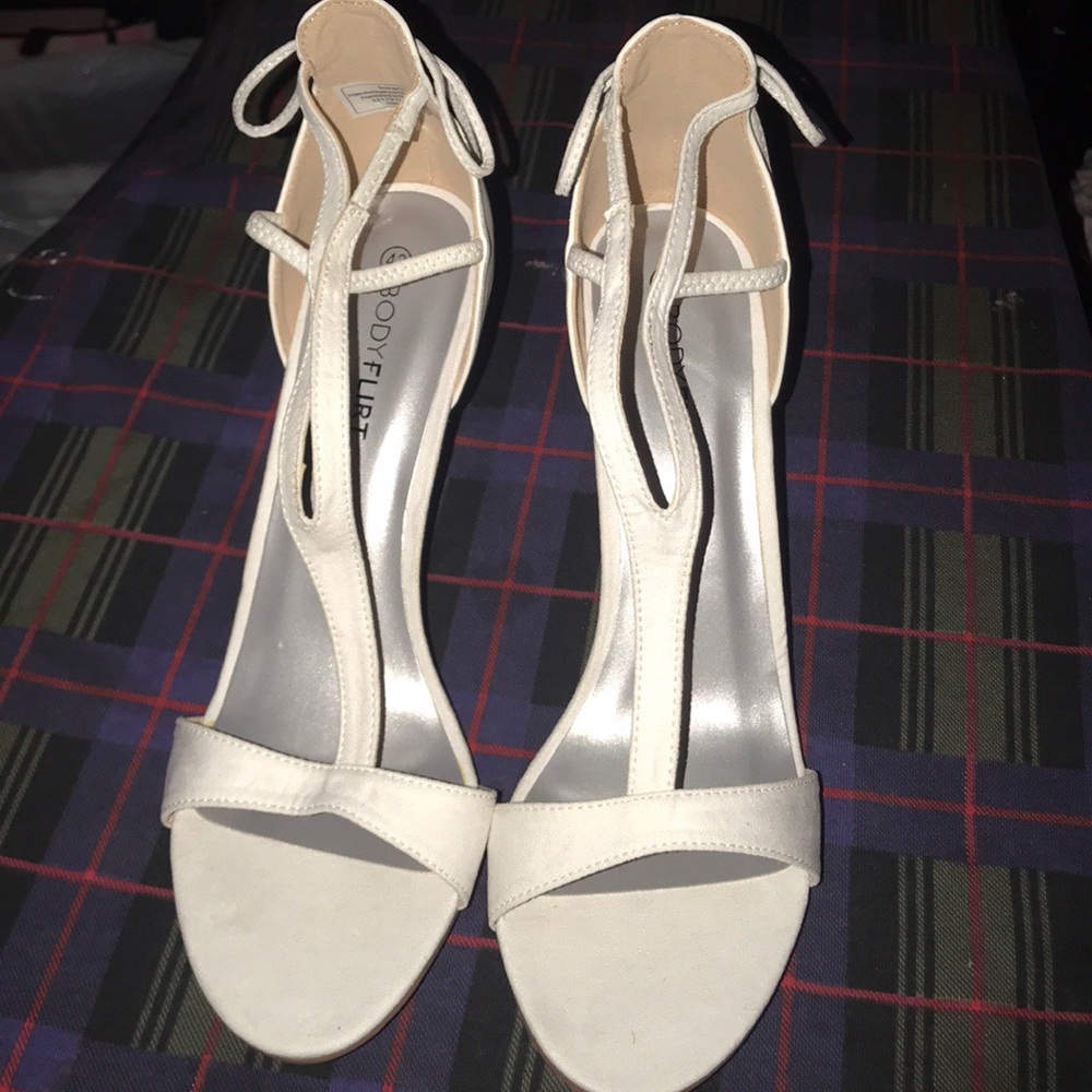 White peep toes 3 inch heel.